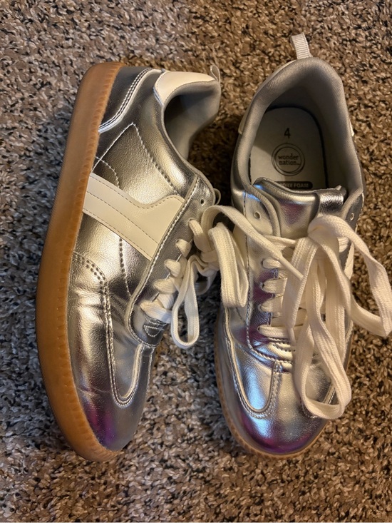 Walmart Shoes - Women's Silver Athletic Sneakers with White Laces